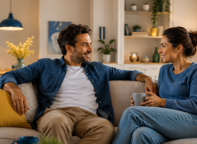 Hombre comparando tarifas de luz online 100 % verde de Factorenergia para calcular su ahorro y elegir entre tarifa fija o variable sin permanencia.