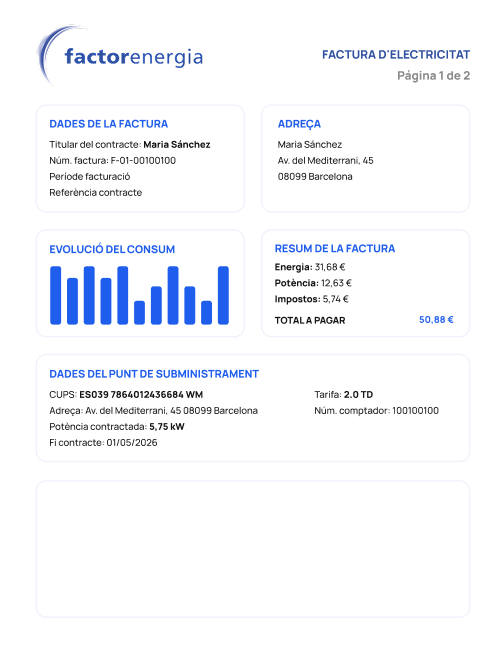 Página 1 de la factura