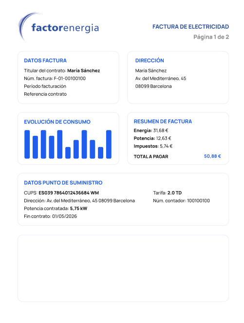 Página 1 de la factura