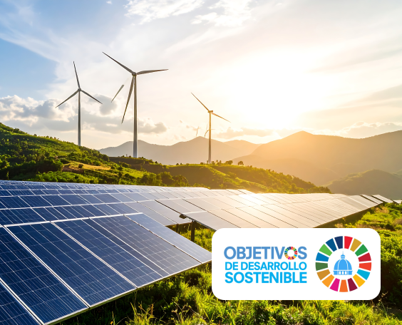 Energía sostenible con parques eólicos y placas solares